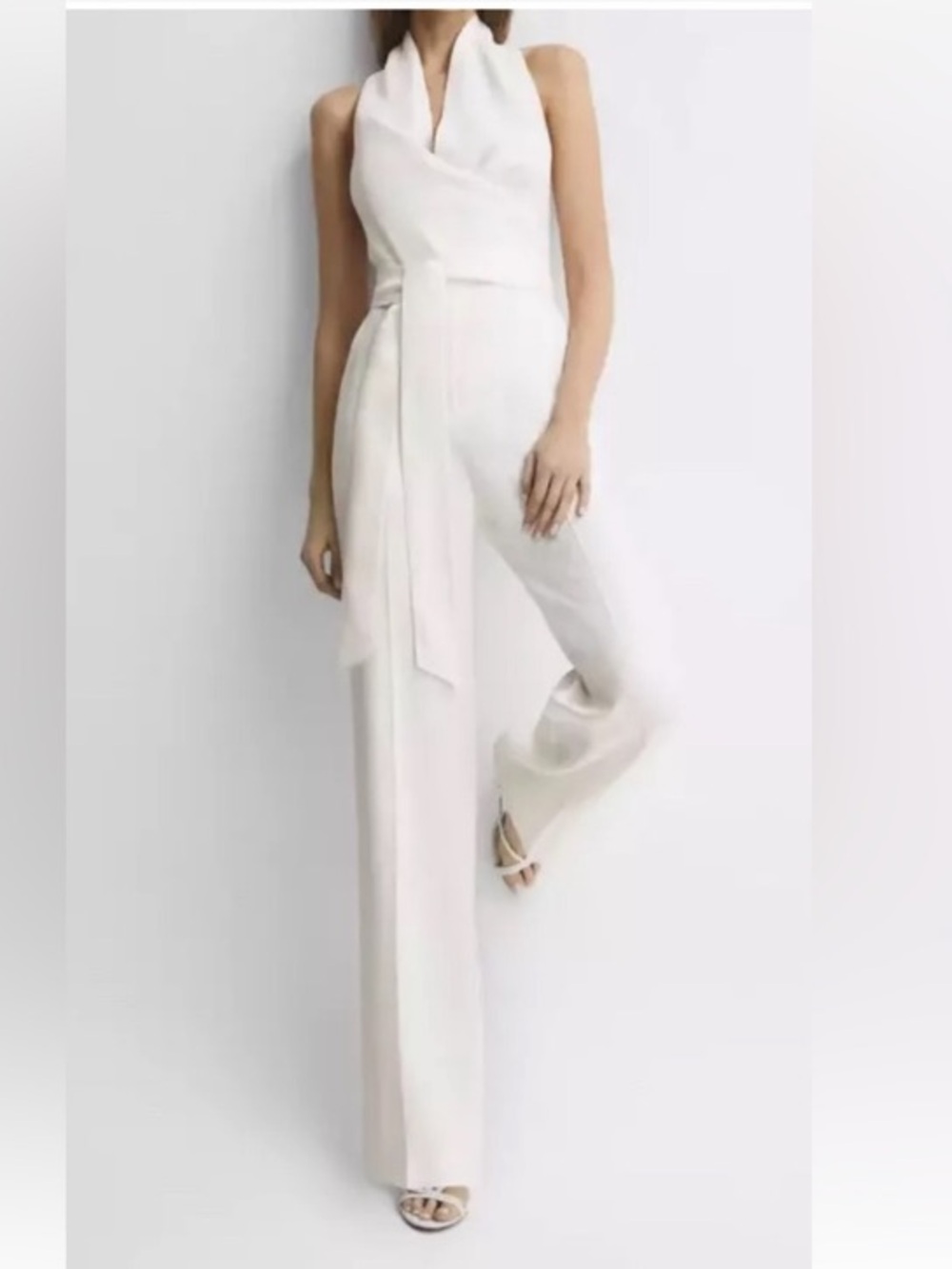 Reiss Carmen Willow White Sleeveless Tie-Back Jumpsuit Size 10 NWT